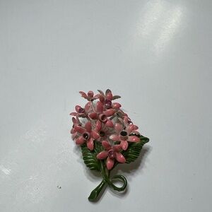 Pink and Green Floral Brooch